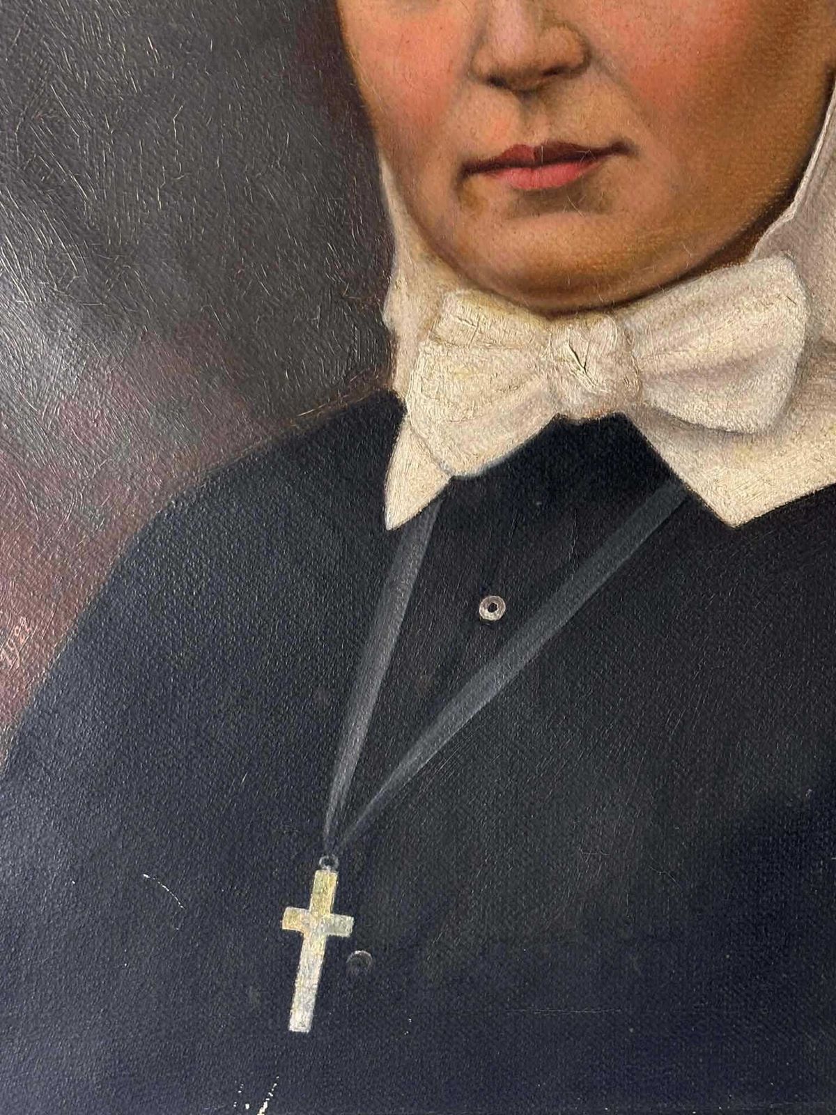 Antique German Portrait Of A Nun Oil Painting, Signed Oil On Canvas, Wall Art photo for sale