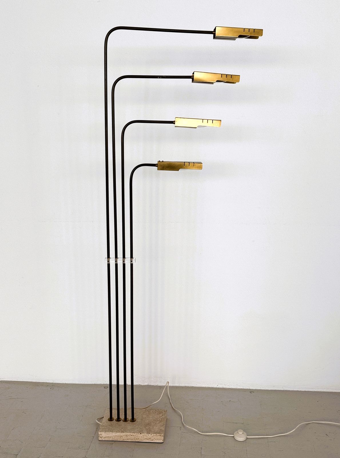 photo for sale Italian Travertine And Brass Floor Lamp By Goffredo Reggiani, 1960s