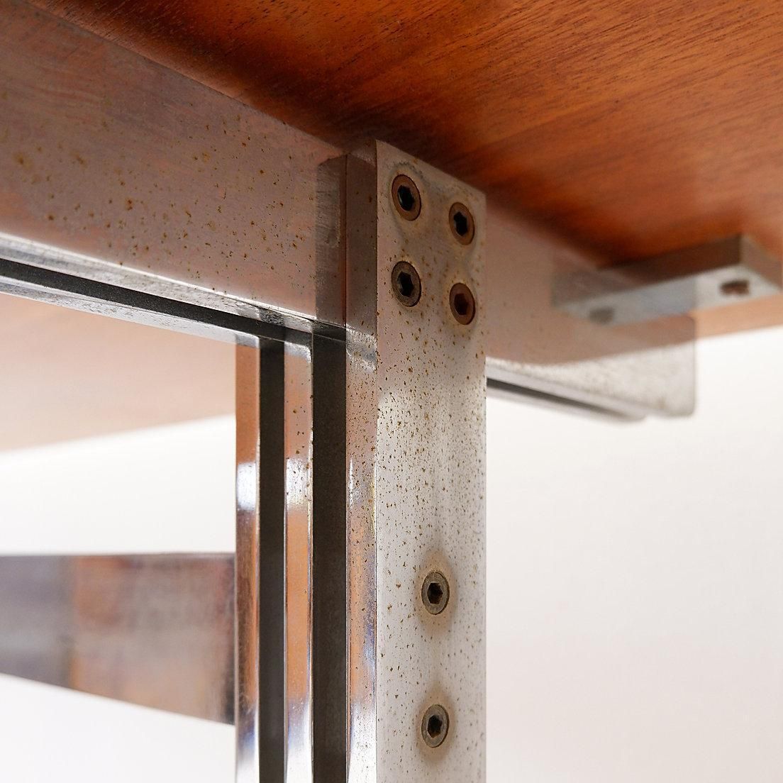 photo buy Jules Wabbes Cintree Desk, Laminated Wood & Chrome, Belgium, 1968