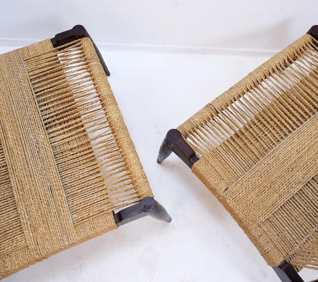 Pair Of Jute Rope Weave And Solid Wood Lounge Chairs photo 2474.0