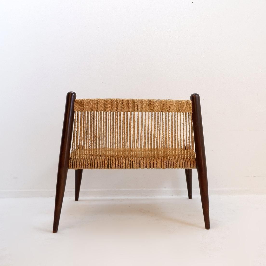 Pair Of Jute Rope Weave And Solid Wood Lounge Chairs photo vinterior