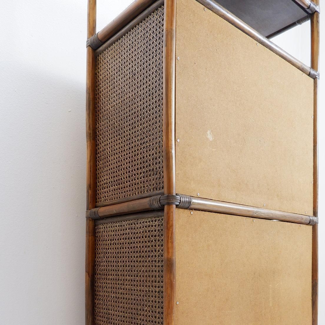photo furniture Bamboo And Cane Shelf Bar, Mid Century Modern, Rattan, Vintage, 1970s