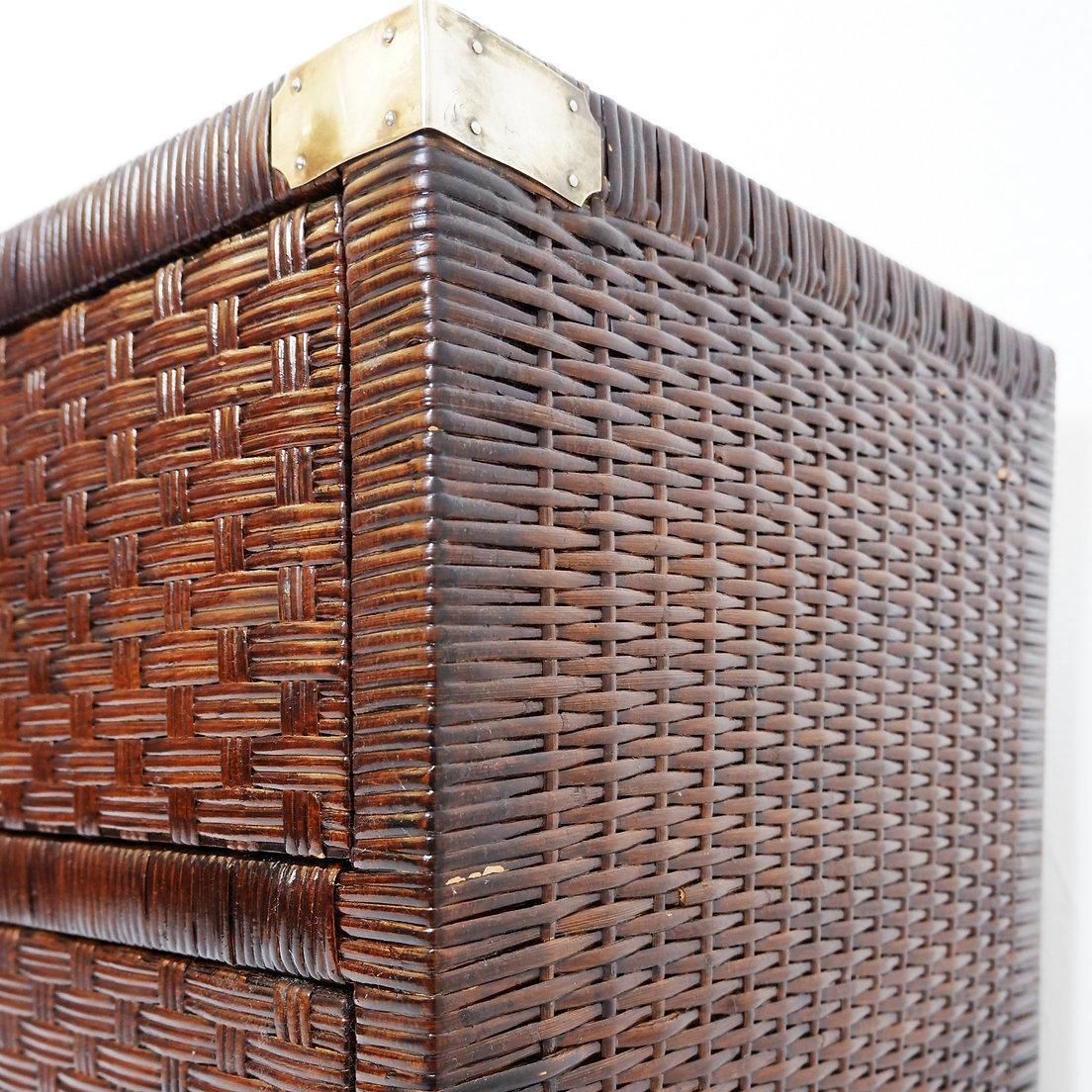 Furniture Vintage Coastal Woven Rattan Chest Of Drawers   20th photo