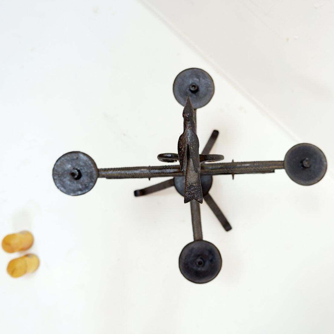 Wrought Iron Candle Holder In The "Atelier De Marolles" Style   France 20th photo furniture