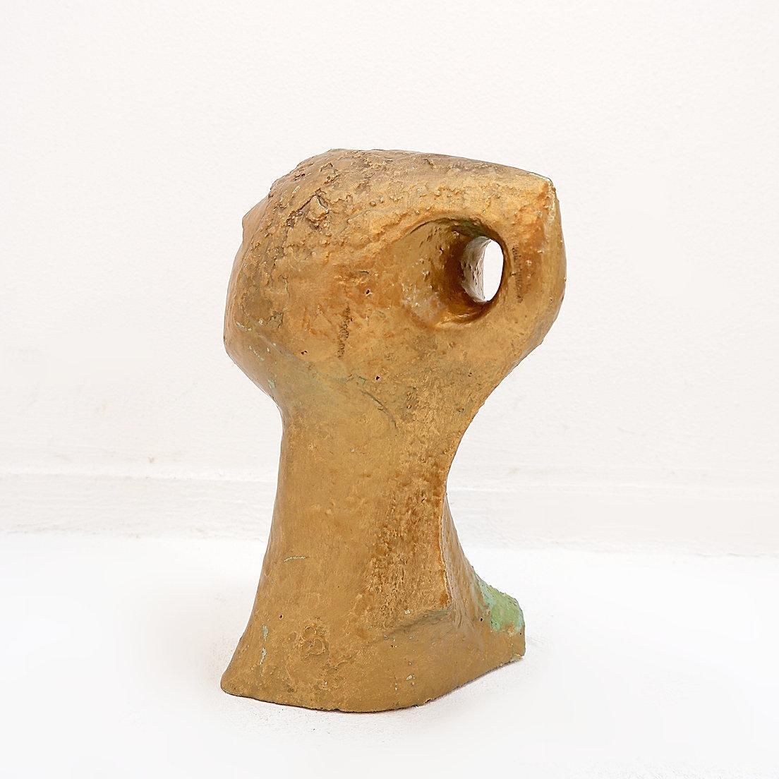 Gilded Terracotta Woman's Head Sculpture, 21st Century Tribal Art photo 780.0