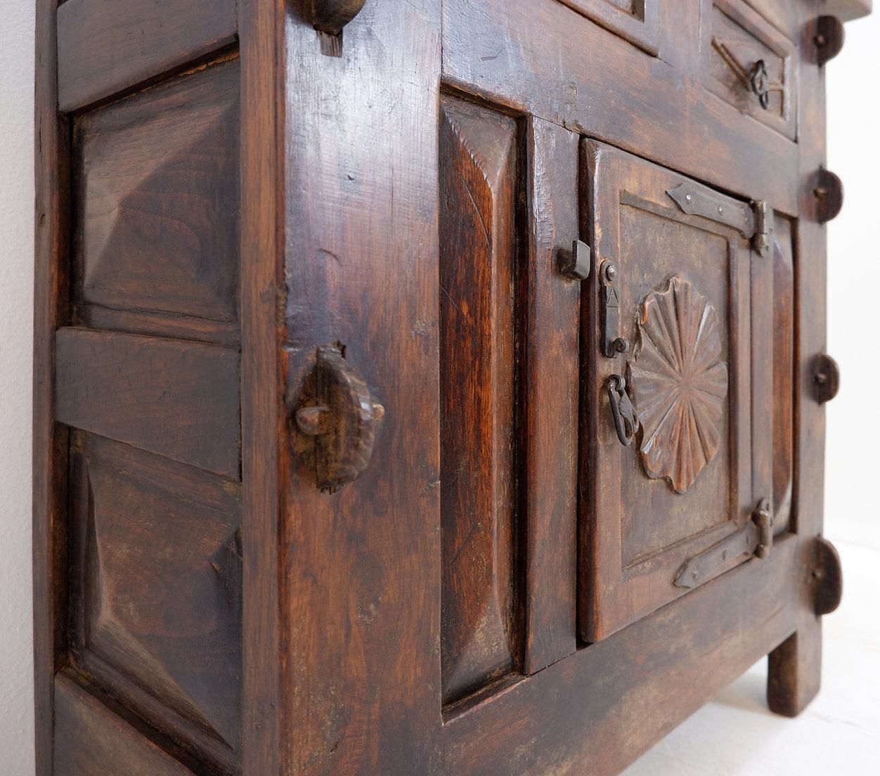 Spanish Rustic Buffet, Wood And Iron, 20th Century, 2 Drawers, Spain photo furniture