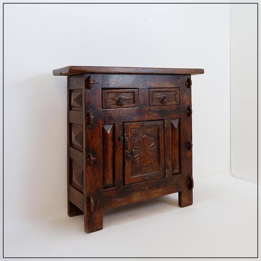 Furniture Spanish Rustic Buffet, Wood And Iron, 20th Century, 2 Drawers, Spain photo