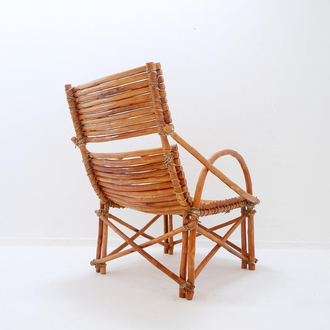 Vintage Bamboo Armchair, Mid Century Modern Wabi Sabi Design photo Furniture
