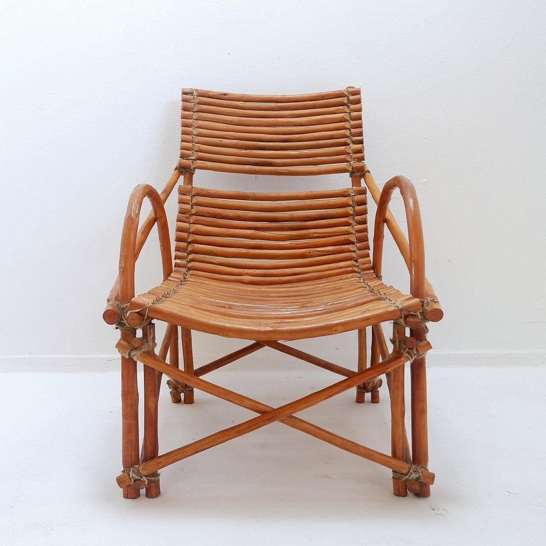 Vintage Bamboo Armchair, Mid Century Modern Wabi Sabi Design photo vintage