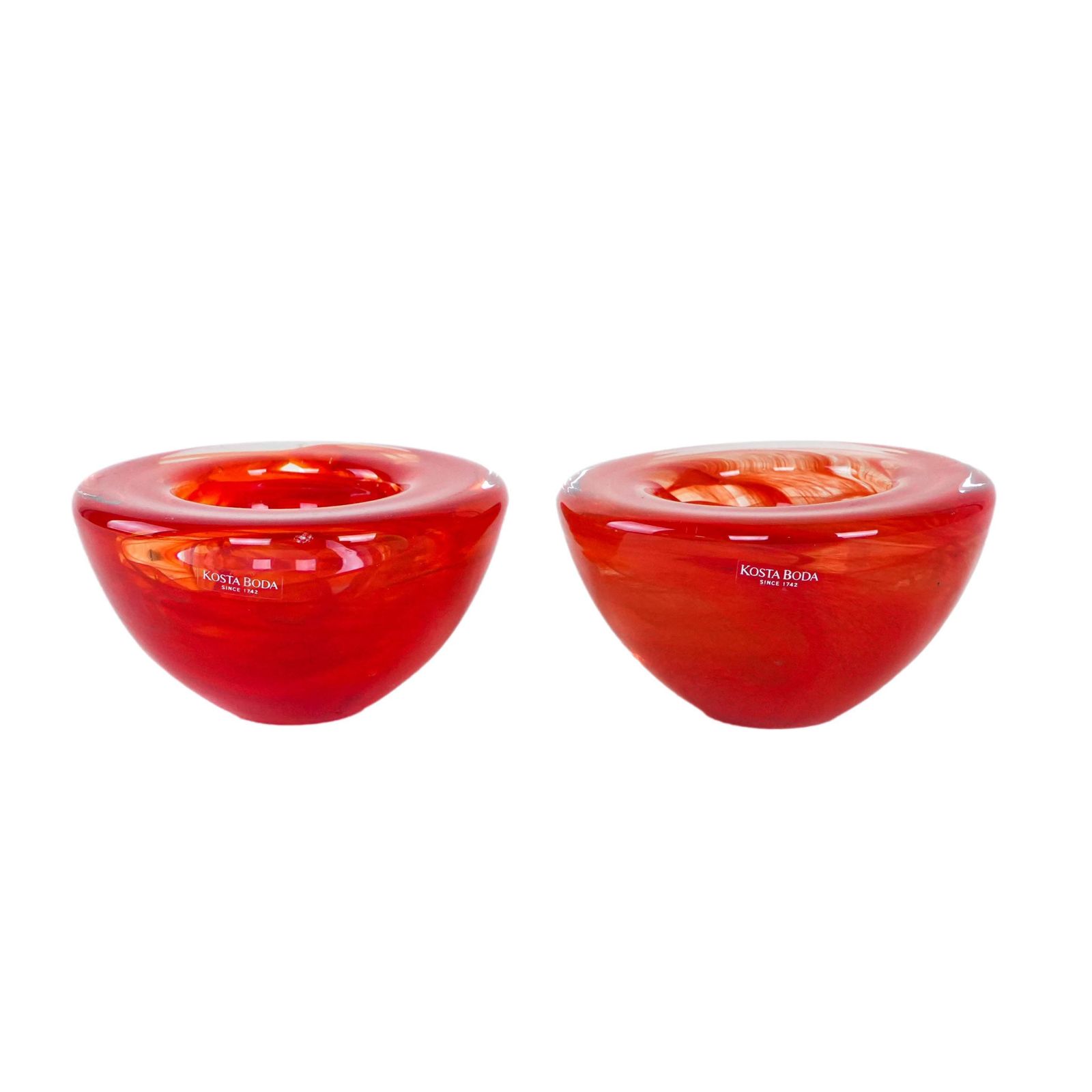 Set Glazen Kandelaars, Zweeds Design, Jaren 1970, Vervaardigd Door Kosta Boda