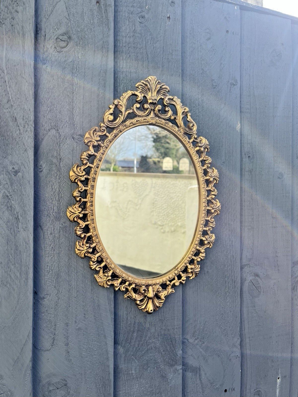 Ornate Vintage Castcraft London Gilt Metal Gold Mirror Regency Rococo Baroque photo vinterior