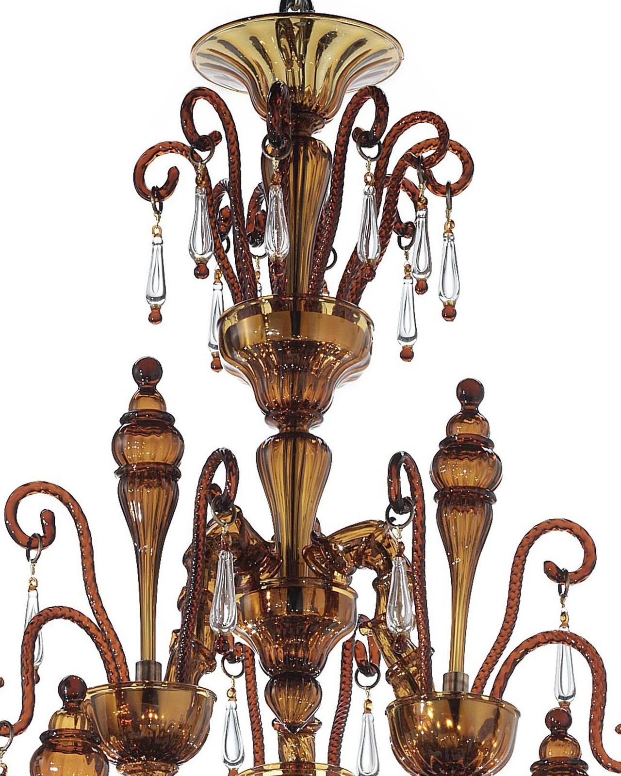 Imperial Venetian Modern Brown "Ca' Rezzonico" With Curls Murano Glass Chandelier photo Lighting