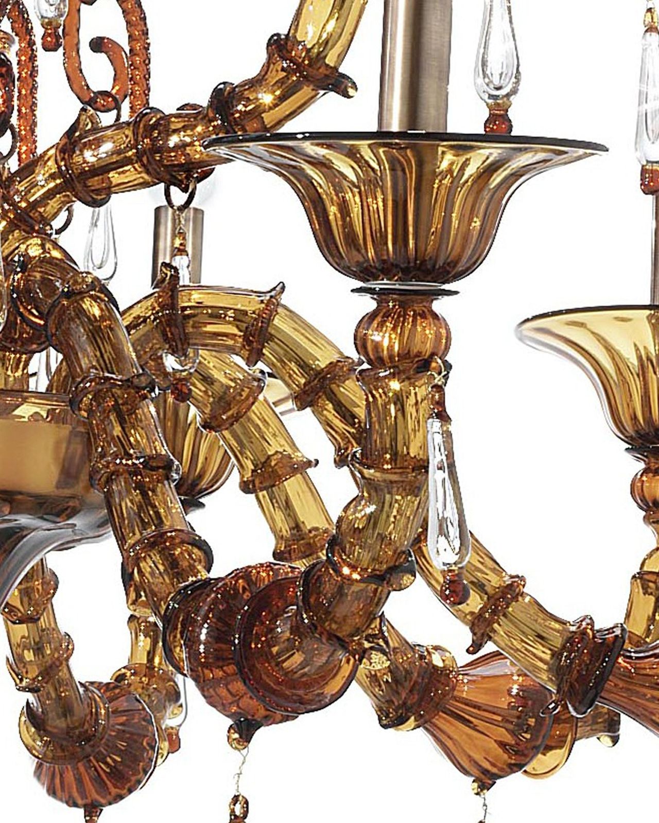 Imperial Venetian Modern Brown "Ca' Rezzonico" With Curls Murano Glass Chandelier photo vinterior