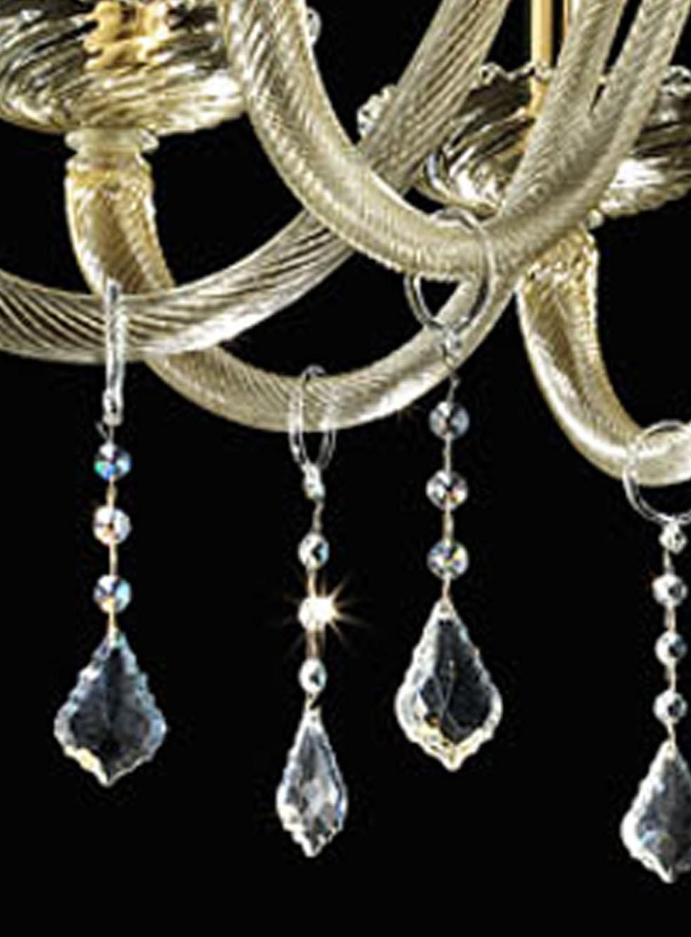 Imperial Gold "Curls" Murano Glass Venetian Chandelier photo for sale