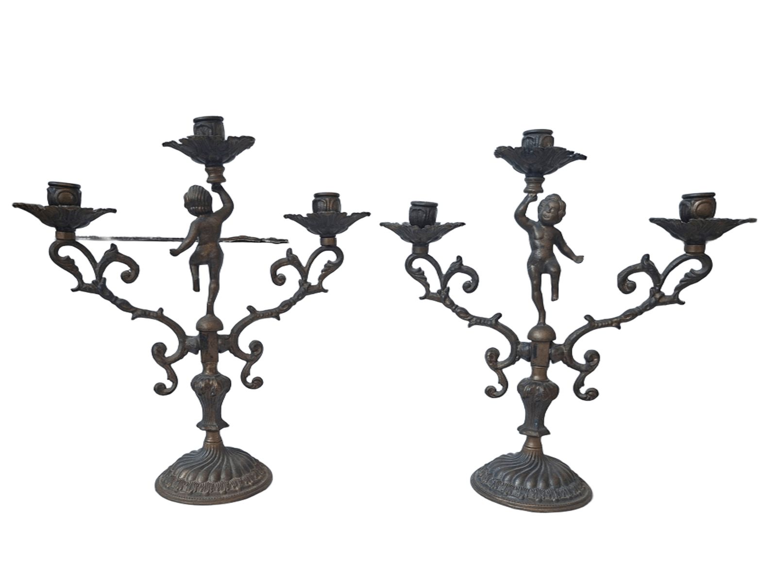 Coppia Di Candelabri Antichi In Bronzo Massiccio – Fine '800 – Stile Luigi XV photo furniture