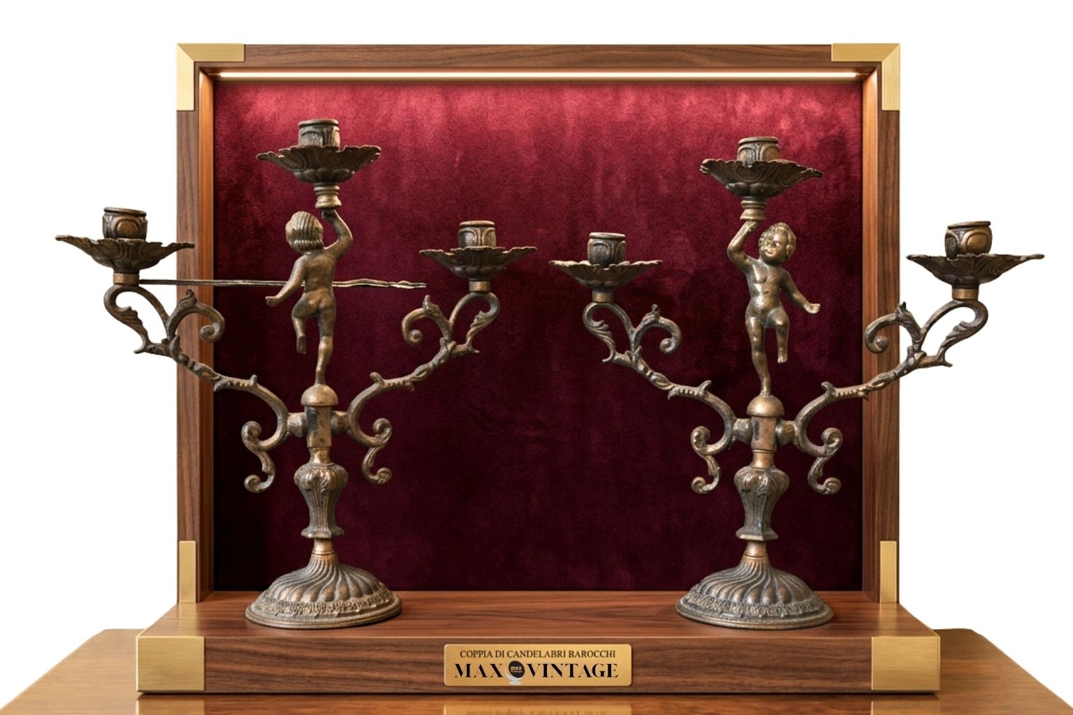 Coppia Di Candelabri Antichi In Bronzo Massiccio – Fine '800 – Stile Luigi XV