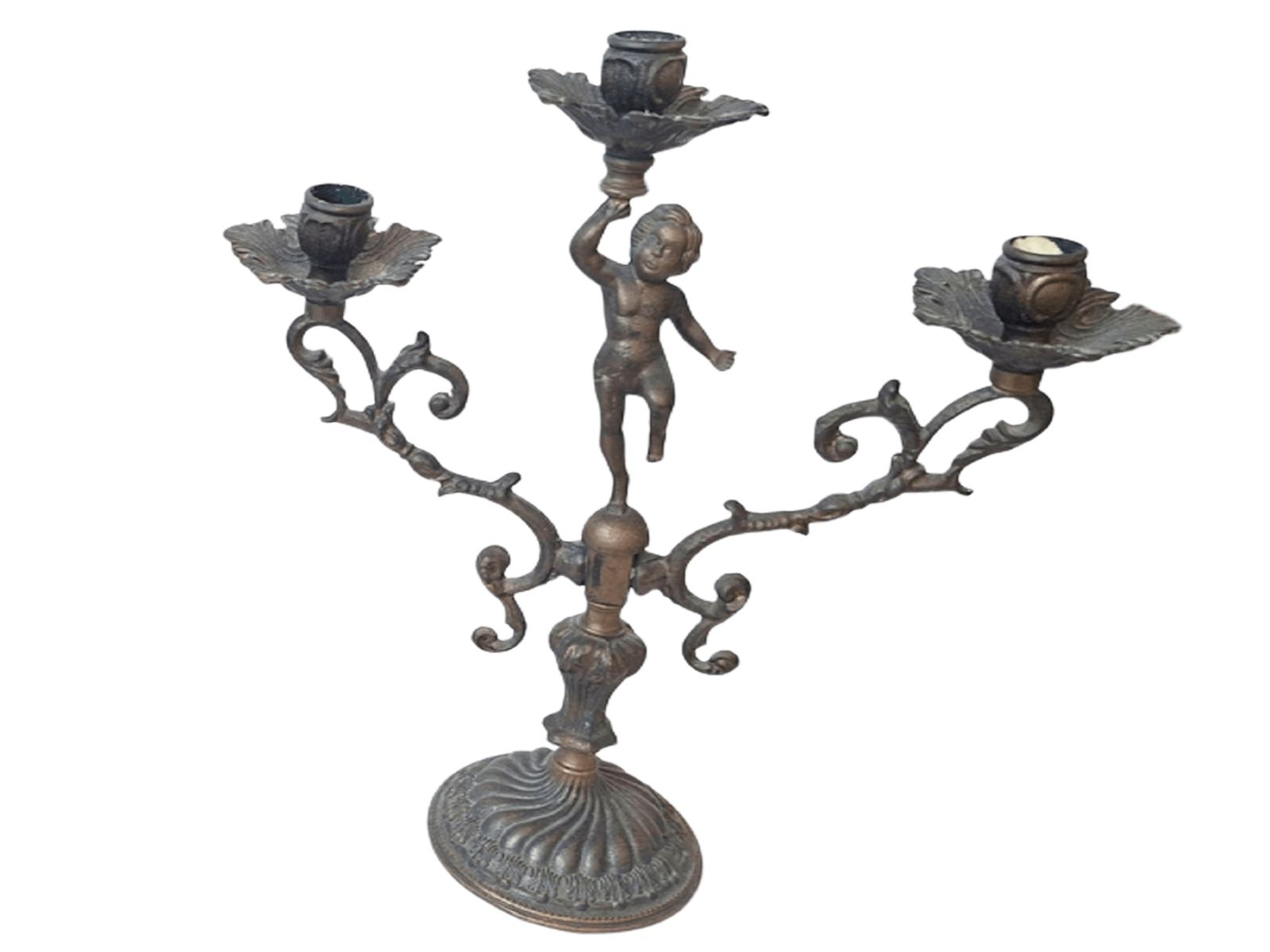 Coppia Di Candelabri Antichi In Bronzo Massiccio – Fine '800 – Stile Luigi XV photo vinterior