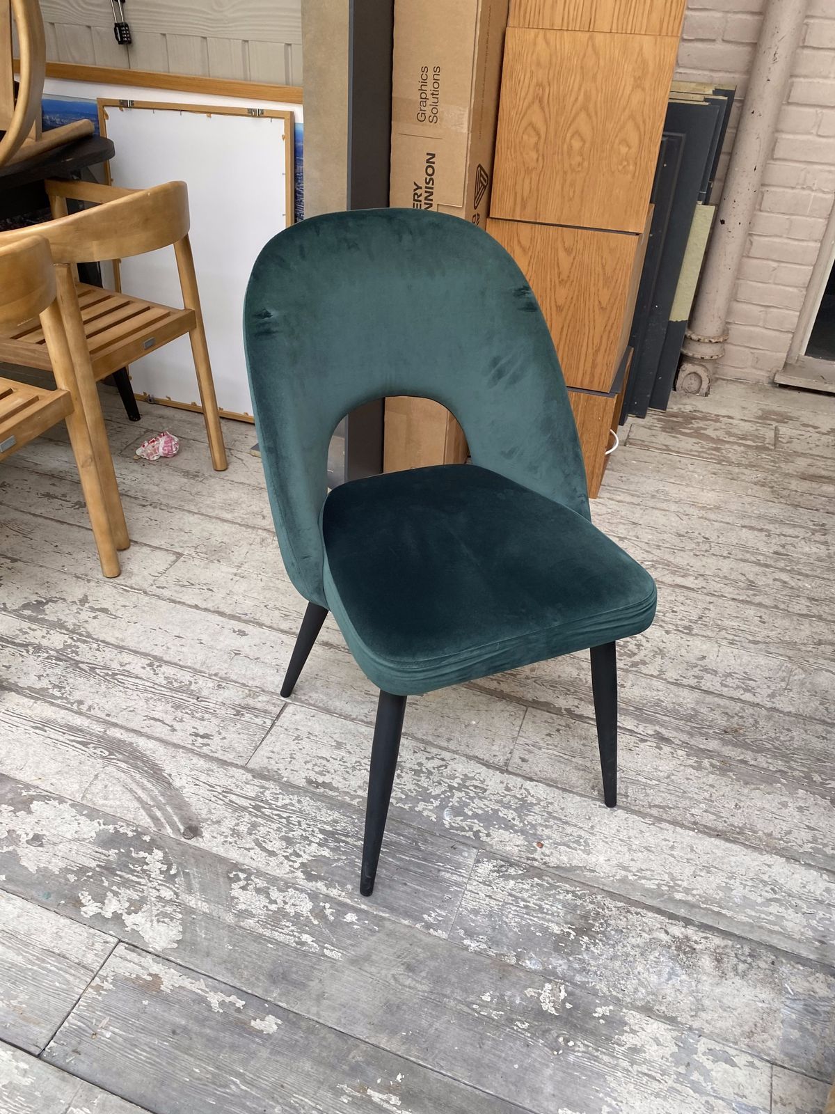 Furniture 4x Teal Blue Velvet Kitchen Dining Modern Chair With Metal Legs Rrp 600 photo