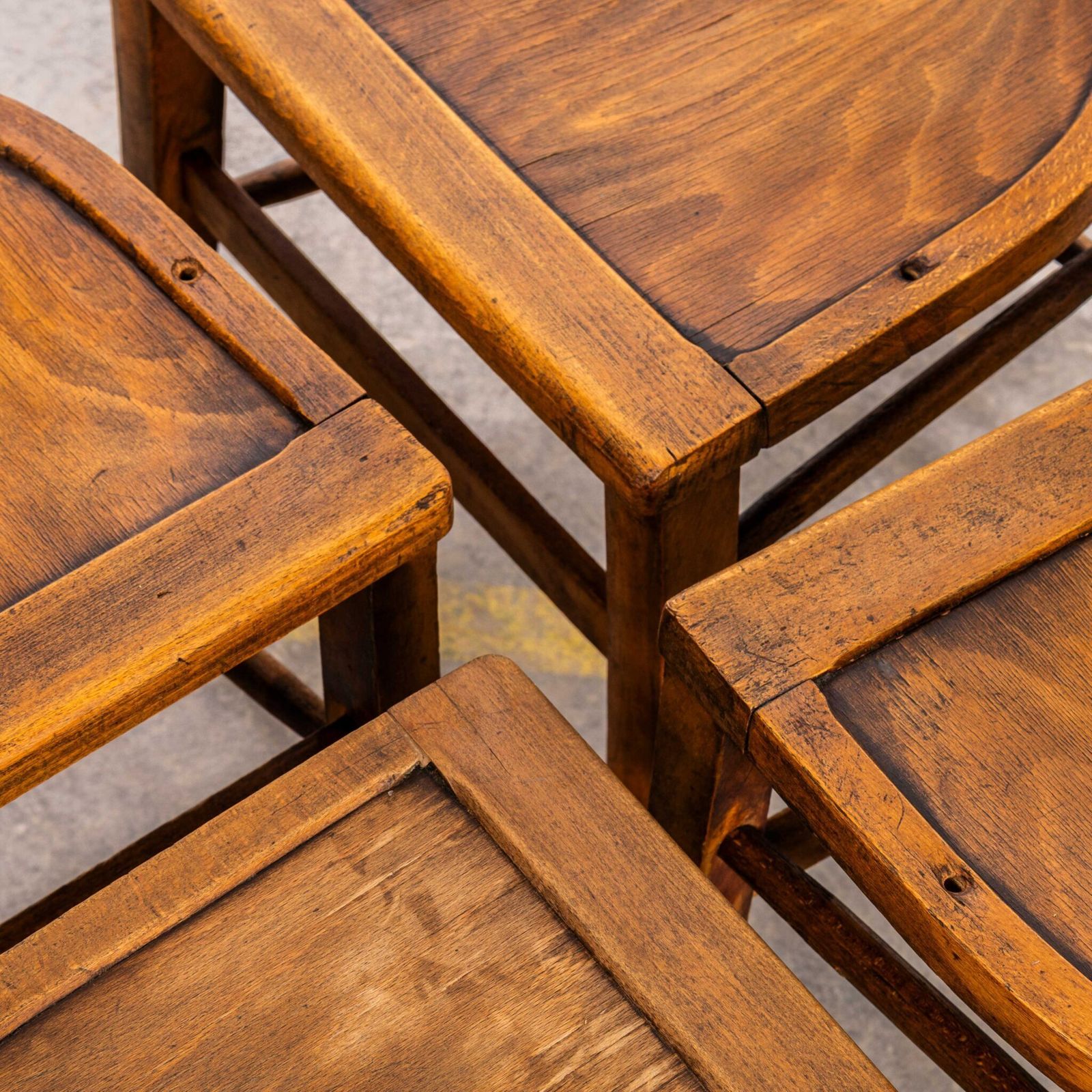 1950’s French Single Bar Back Farmhouse Dining Chairs – Set Of Four photo buy