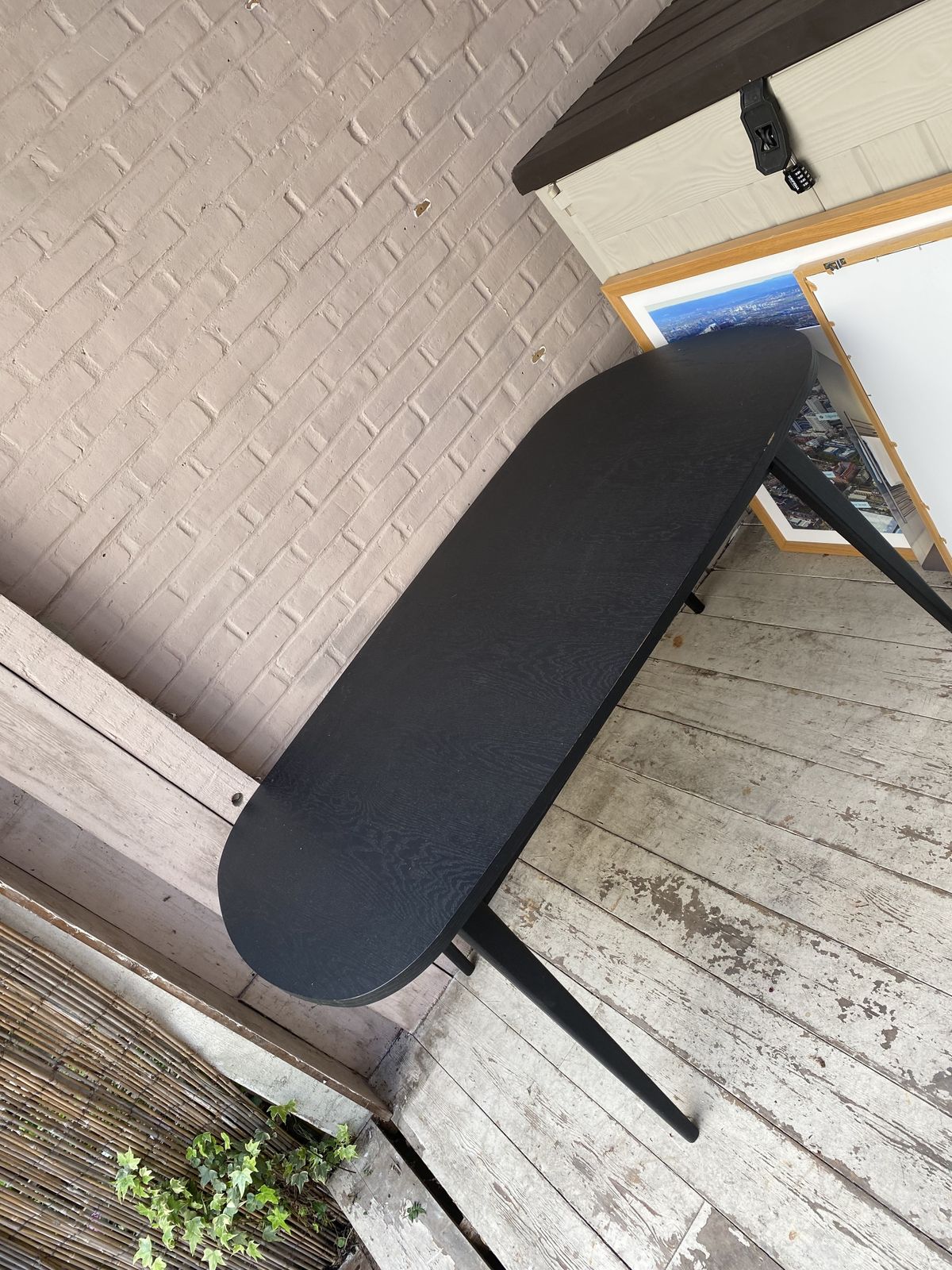 Modern Black Ash Extendable Dining Table Seats 6 8 Sleek Oval Design Rpp £550 photo for sale
