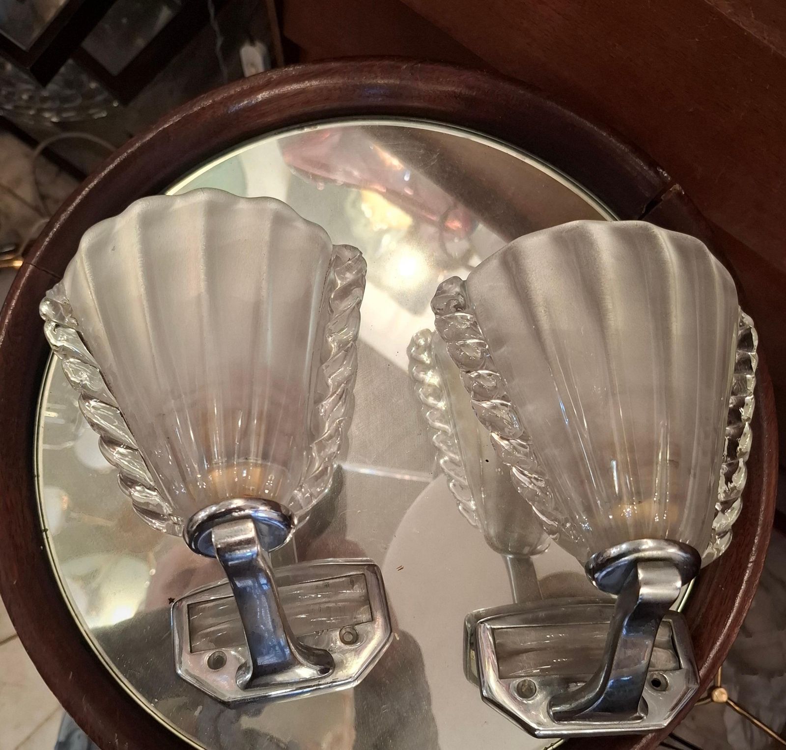 Barovier And Toso Murano 1940  Pair Of Wall Sconces  Made In Italy photo for sale