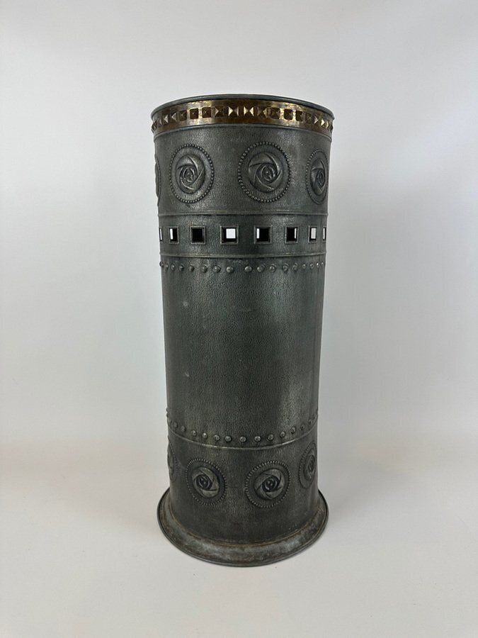 Arts & Crafts Cylindrical Umbrella Or Stick Stand, 1900s