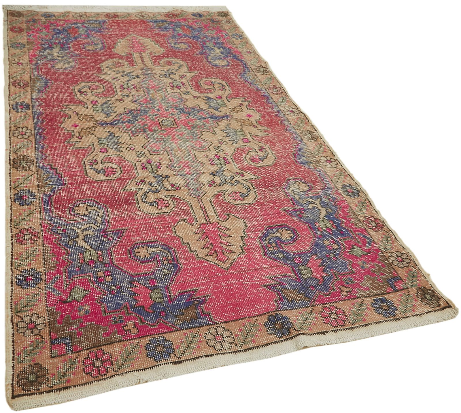 Handgemaakt Vintage Roze Anatolisch Tapijt 140 cm x 236 cm photo furniture