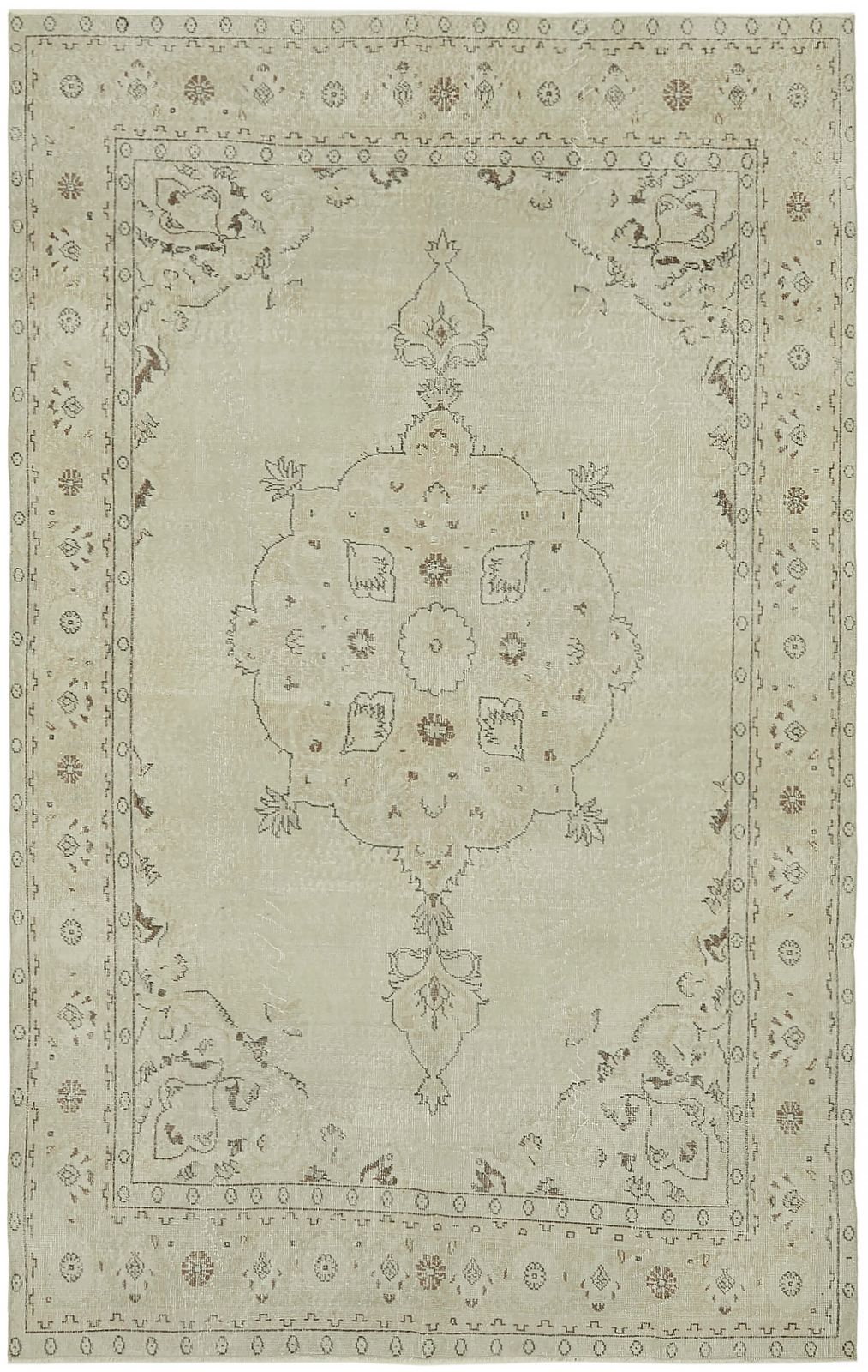6x10 Beige Turkse Vintage Vloerkleed