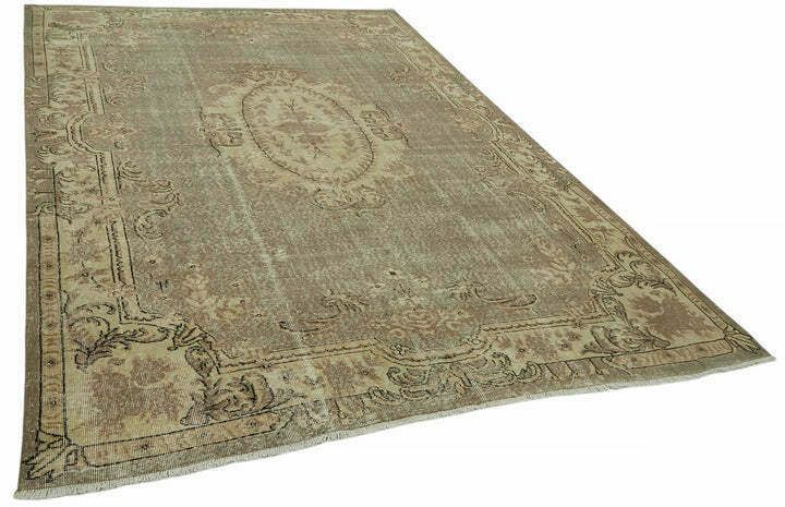 Tapis d'area vintage turc fait main, beige, 326 cm x 214 cm photo furniture