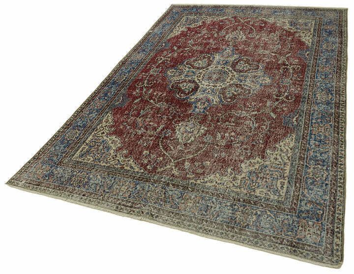 Handgemaakte beige Turkse vintage vloerkleed 303 cm x 203 cm photo for sale