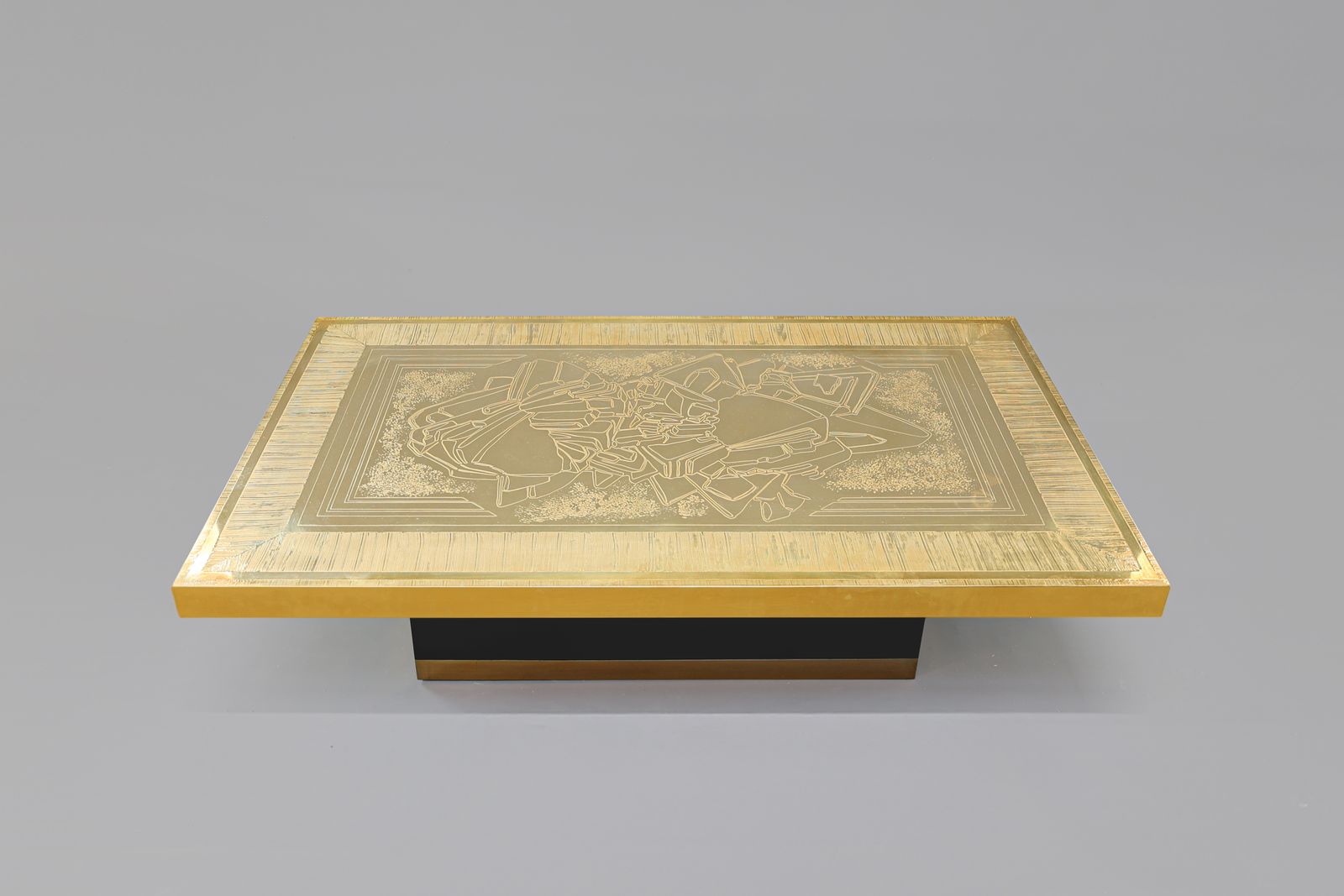 Brass Etched Coffee Table By Lova Creation, Belgium, 1980s. photo for sale