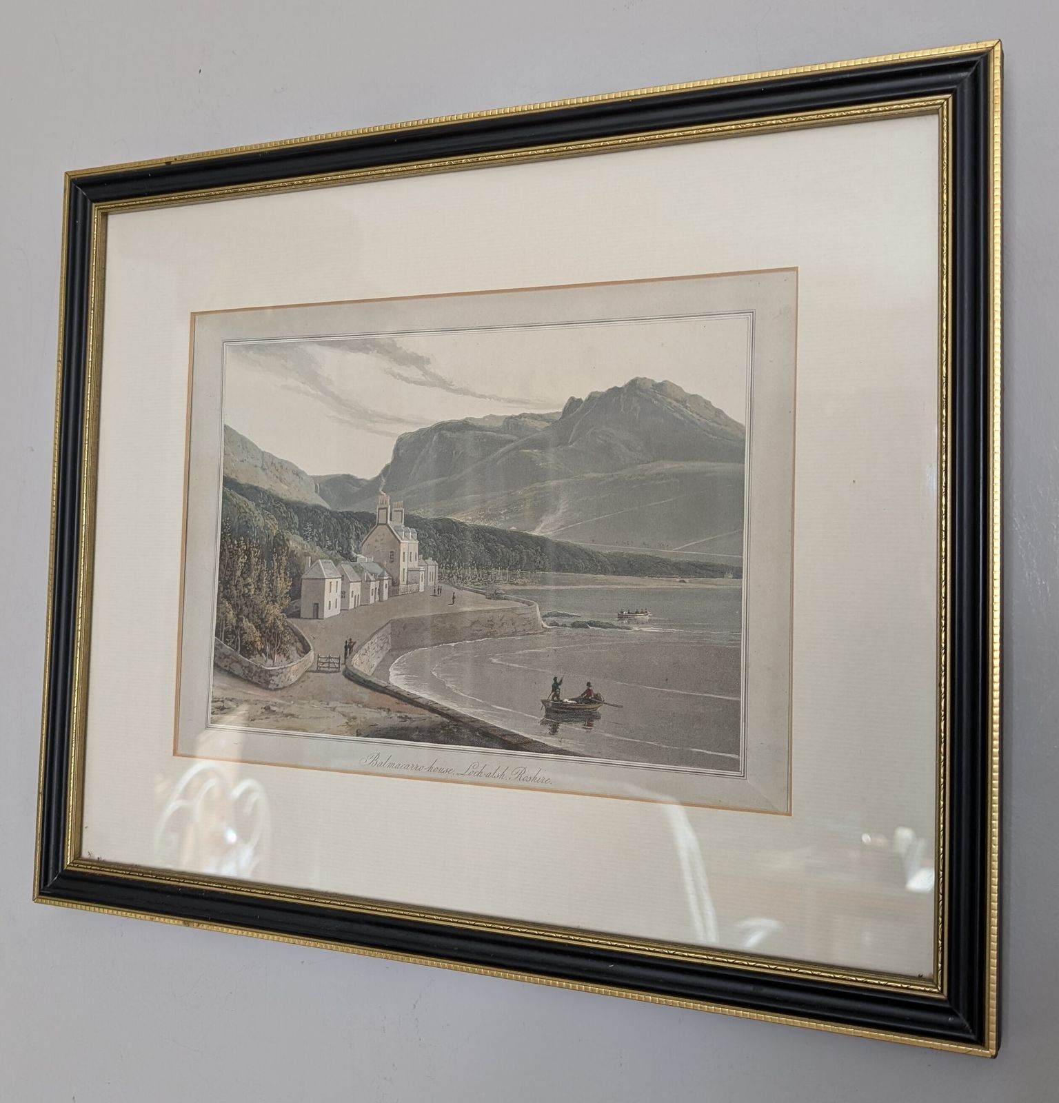 Antique William Daniell Hand Coloured Aquatint Framed Balmacarro House Rosshire