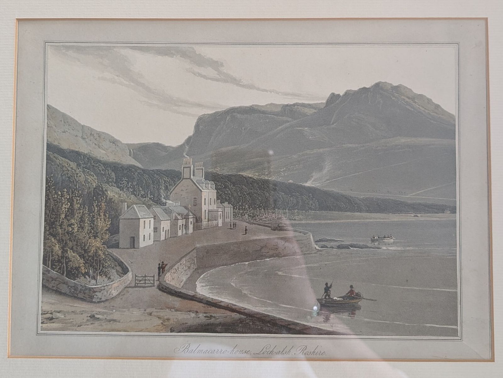 Antique William Daniell Hand Coloured Aquatint Framed Balmacarro House Rosshire photo for sale