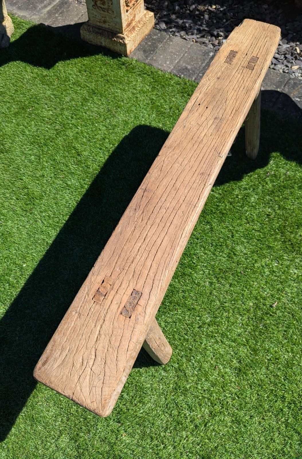 Table/banc vintage en orme récupéré rustique, livraison disponible 0319. photo Mobilier