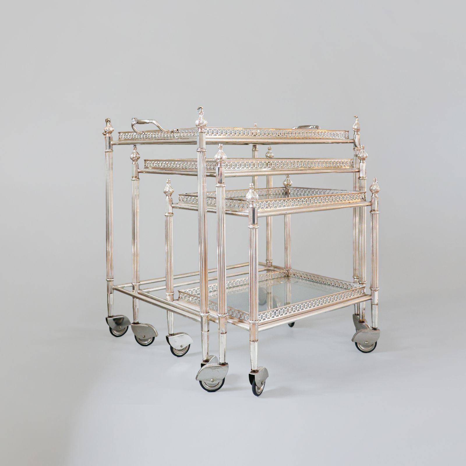 French Neoclassical Style Nest Of Bar Carts, 1960s. photo vintage