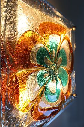 photo furniture Vintage Mazzega Murano Glazen Wandlamp, Ca. Jaren 1970.