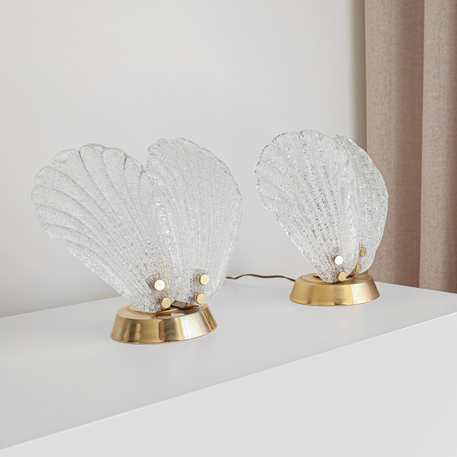 Set Of 2 Murano Glass Table Lamps, Italy, 1980s.