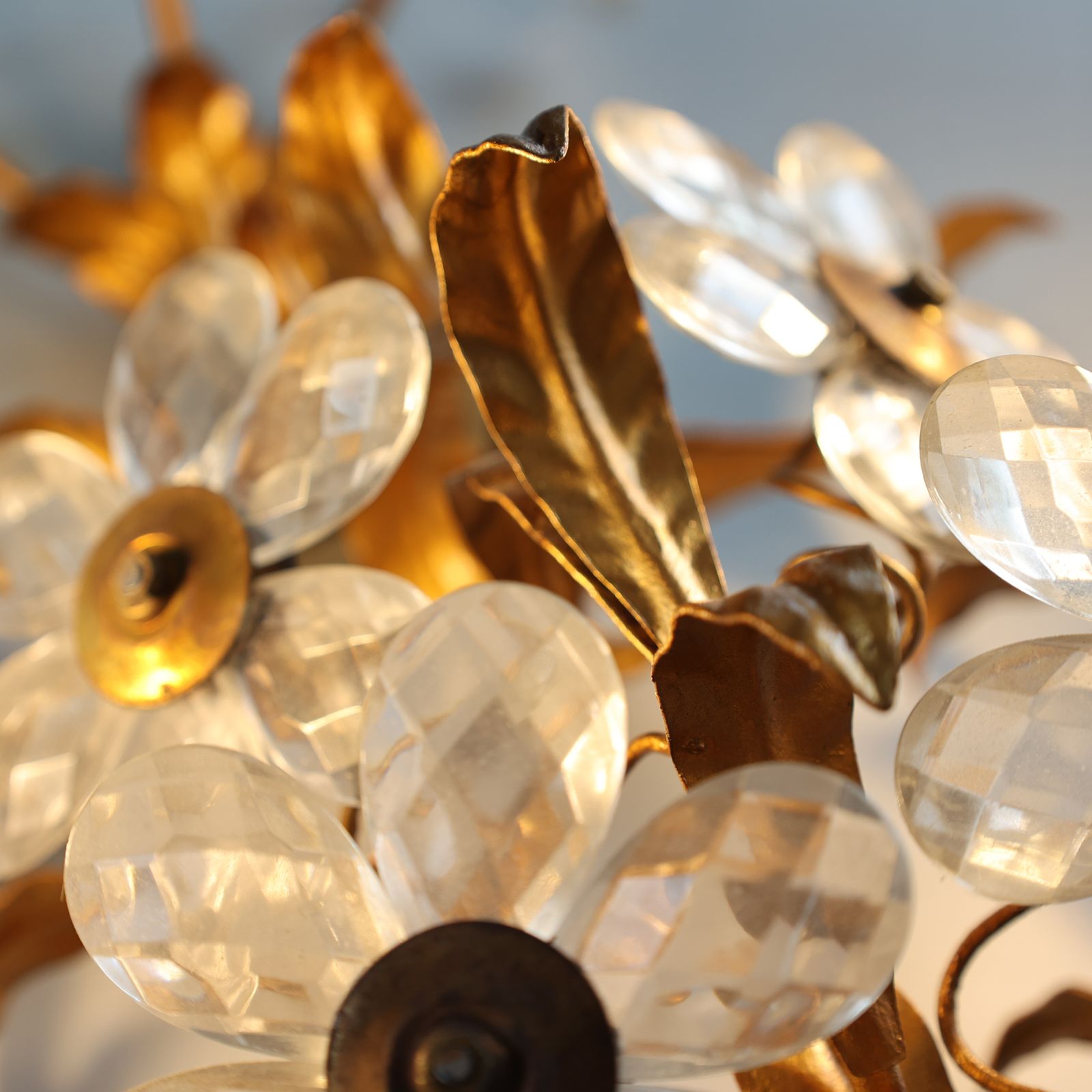 2 Of 4 Vintage Banci Firenze Crystal Glass Floral Sconces, 1970s. photo buy