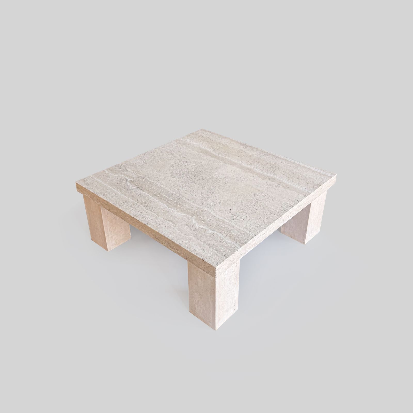 Vintage Travertine Salontafel, Vierkant, Ca. Jaren 1980. photo for sale