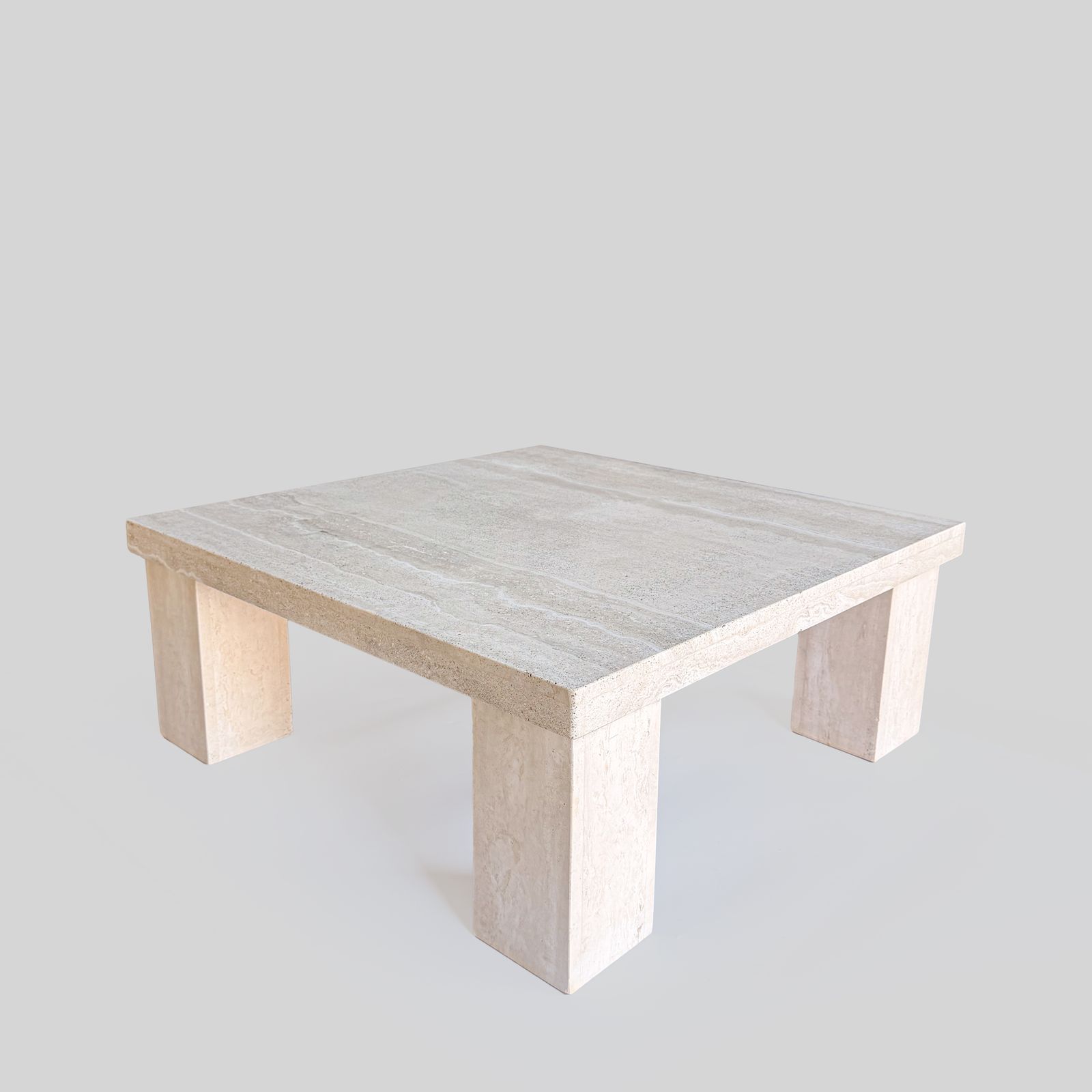 Vintage Travertine Salontafel, Vierkant, Ca. Jaren 1980. photo vinterior