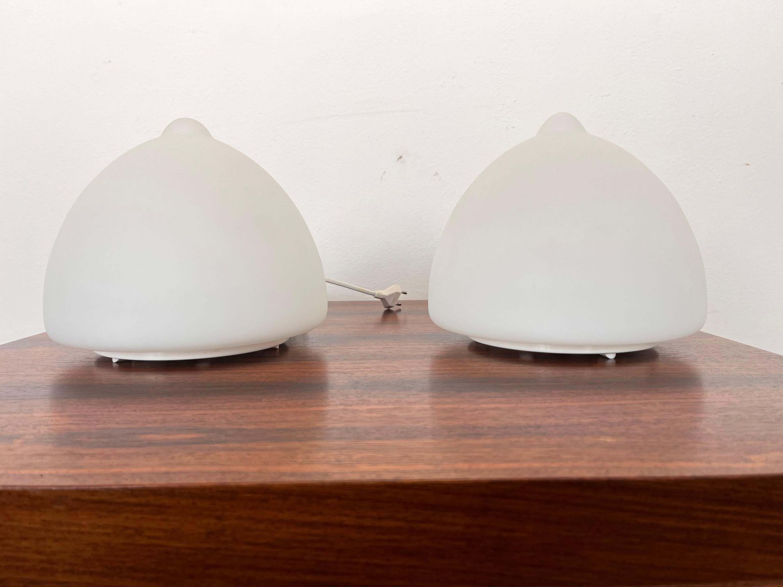 Pair Of Czech Opaline Glass Sculptural Table Lamps, 1970s photo furniture