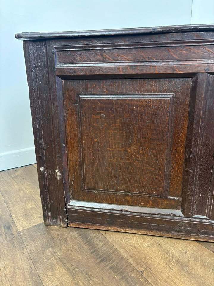 Georgian Oak Three Panel Coffer With Initials ‘Mh’ photo for sale