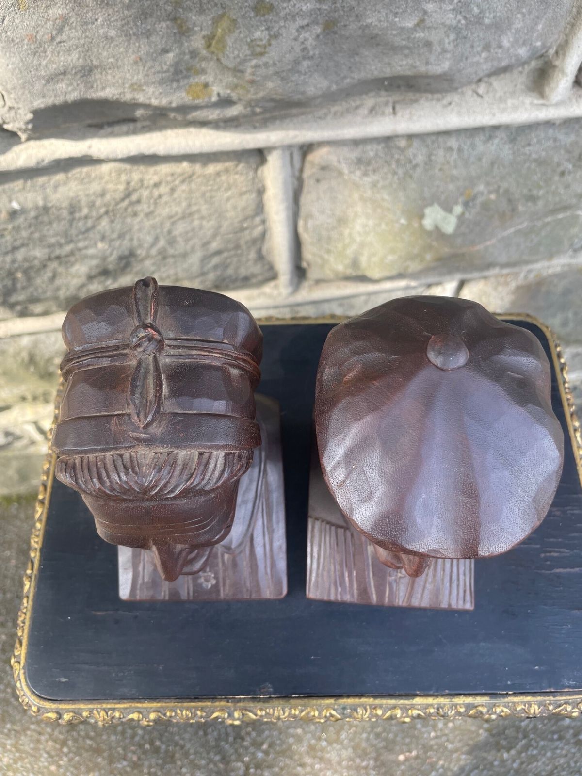 Pair Carved Book Ends By J Alberdi photo furniture