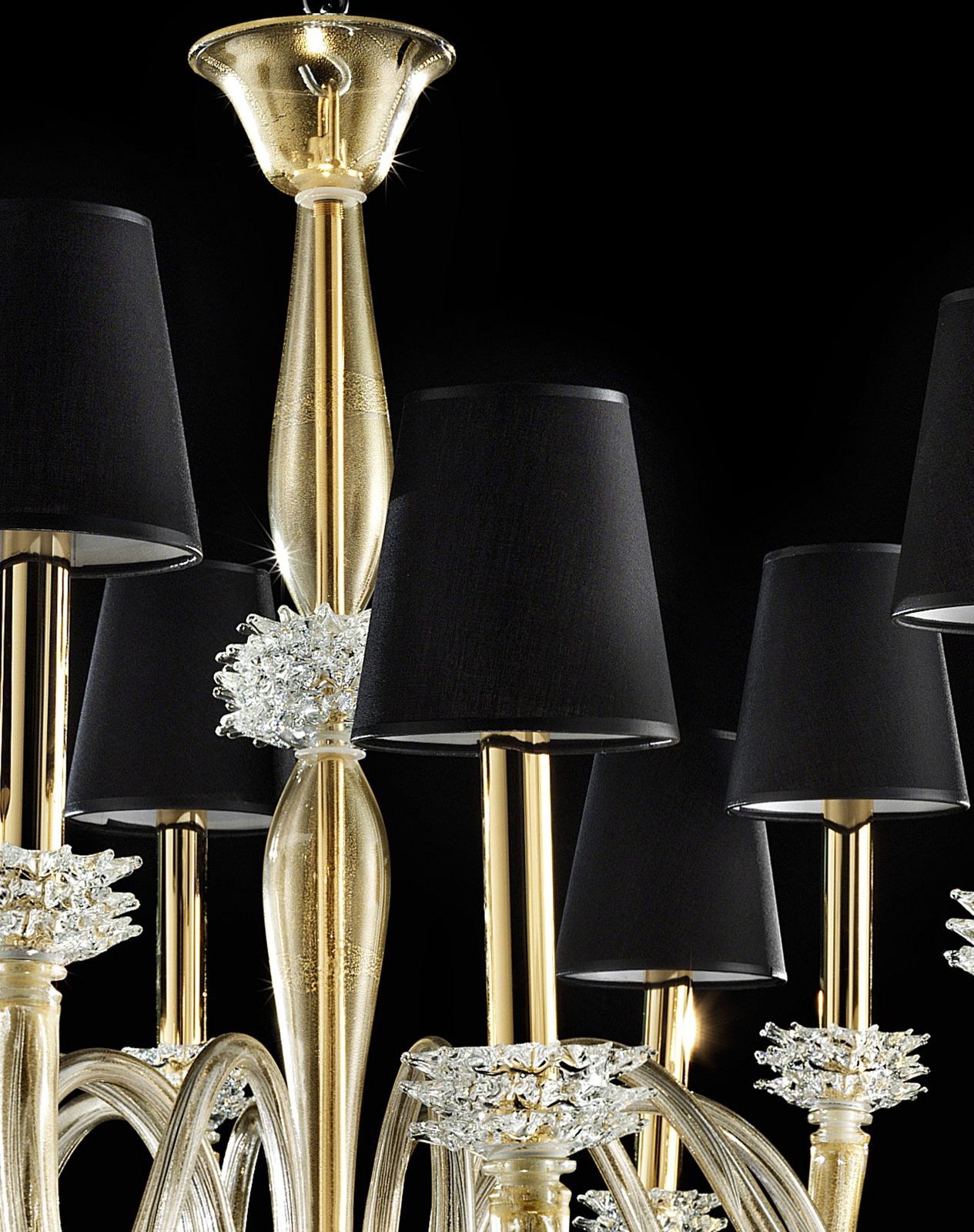 Contemporary Modern "Rostrato" Gold Murano Glass Chandelier photo for sale