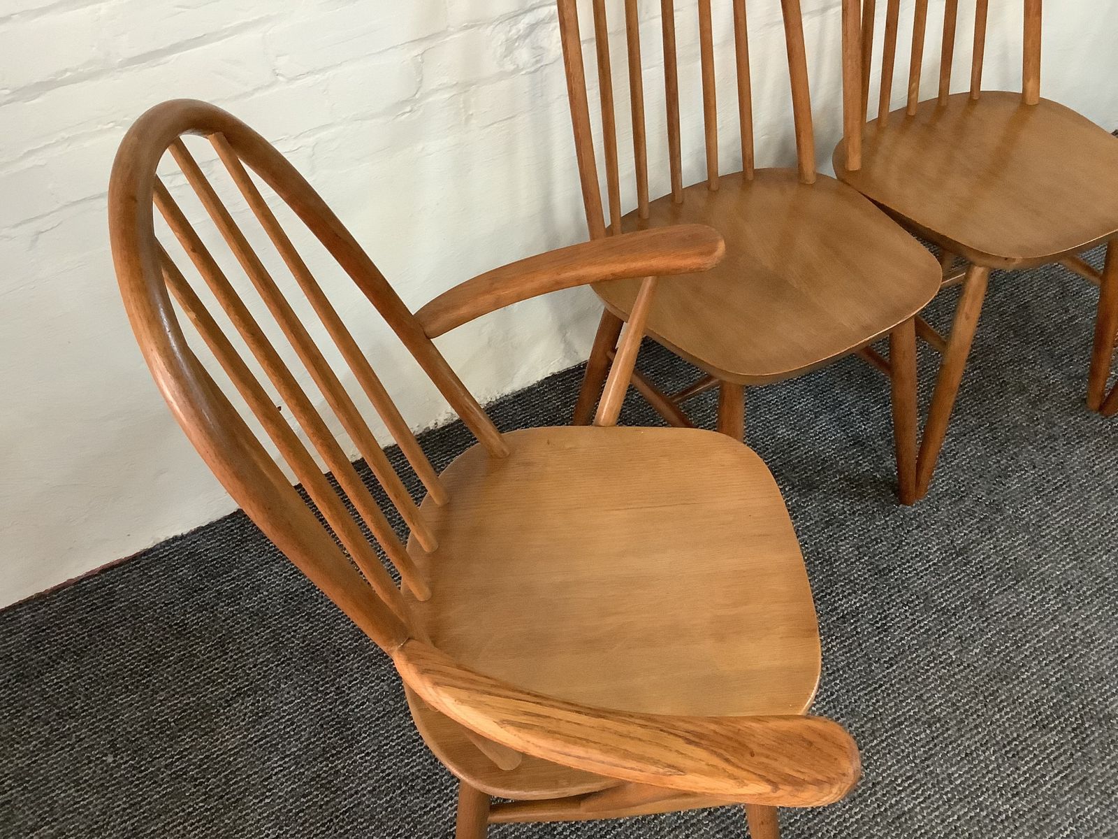 Set Of Ercol Style Quaker Back Dining Chairs. photo 395.0
