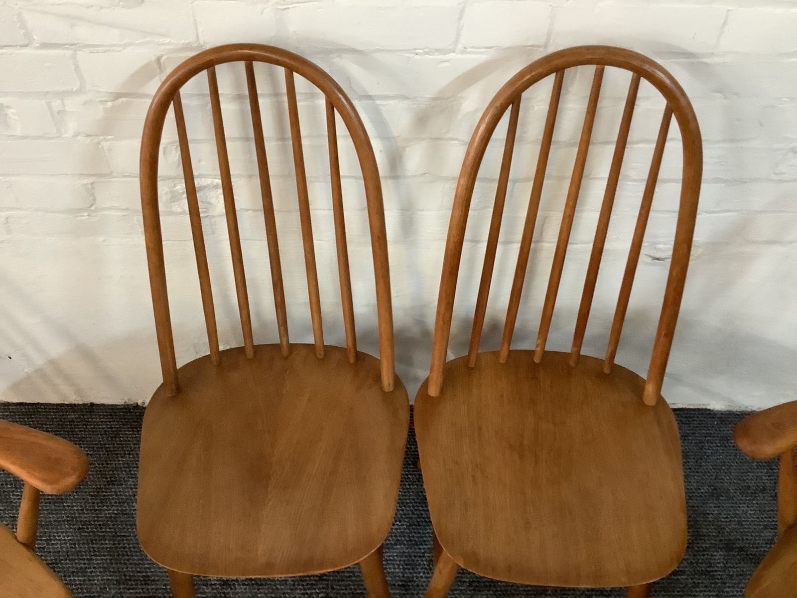 Set Of Ercol Style Quaker Back Dining Chairs. photo vinterior