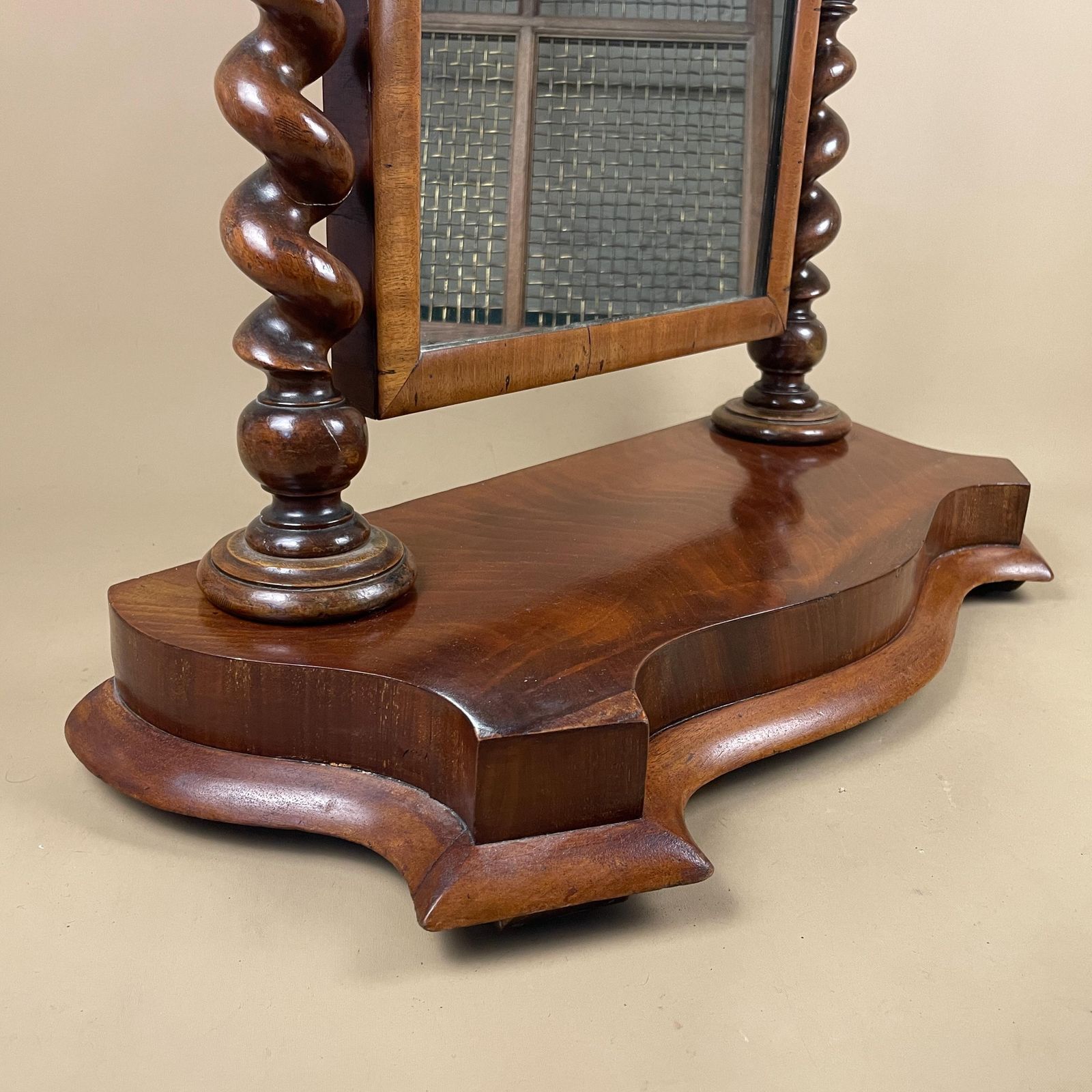 Antique Vanity Mirror Wood Barley Twist Tabletop Swivel Vintage Dressing Table Mirror Victorian Bedroom Dressing Room Decor photo for sale