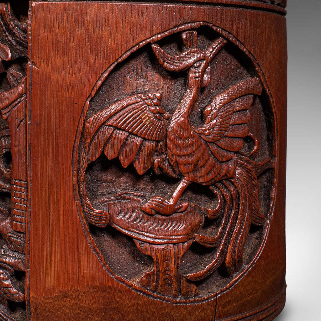 Furniture Antique Handmade Spice Pot, Oriental, Carved Bamboo, Treen, Kitchen, Art Deco Antique Handmade Spice Pot, Oriental, Carved Bamboo, Treen, Kitchen, Ar photo