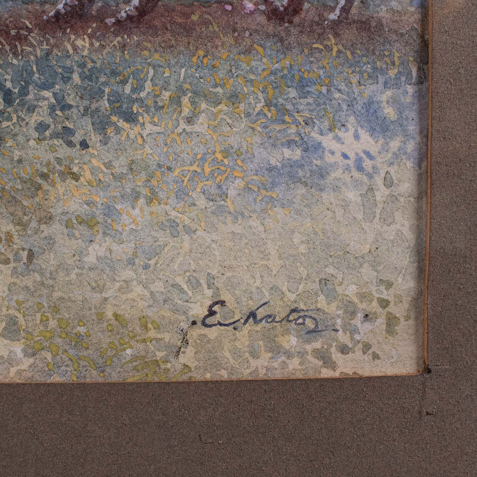 photo furniture Vintage Landscape Painting, Japanese School, Watercolour, Art, Mid Century, 1960