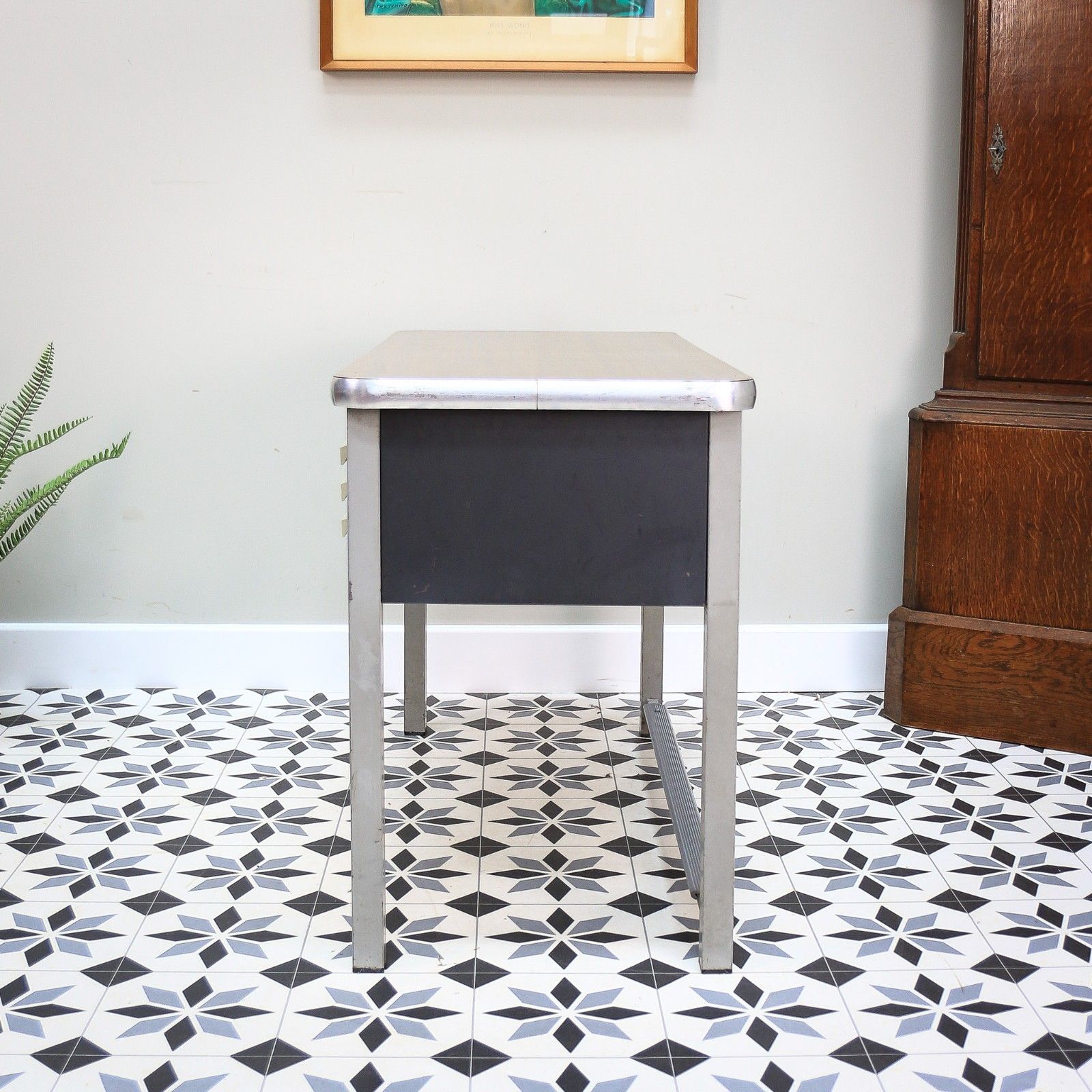 Conforti Of Italy Industrial Desk With Three Drawers And Formica Top photo vinterior
